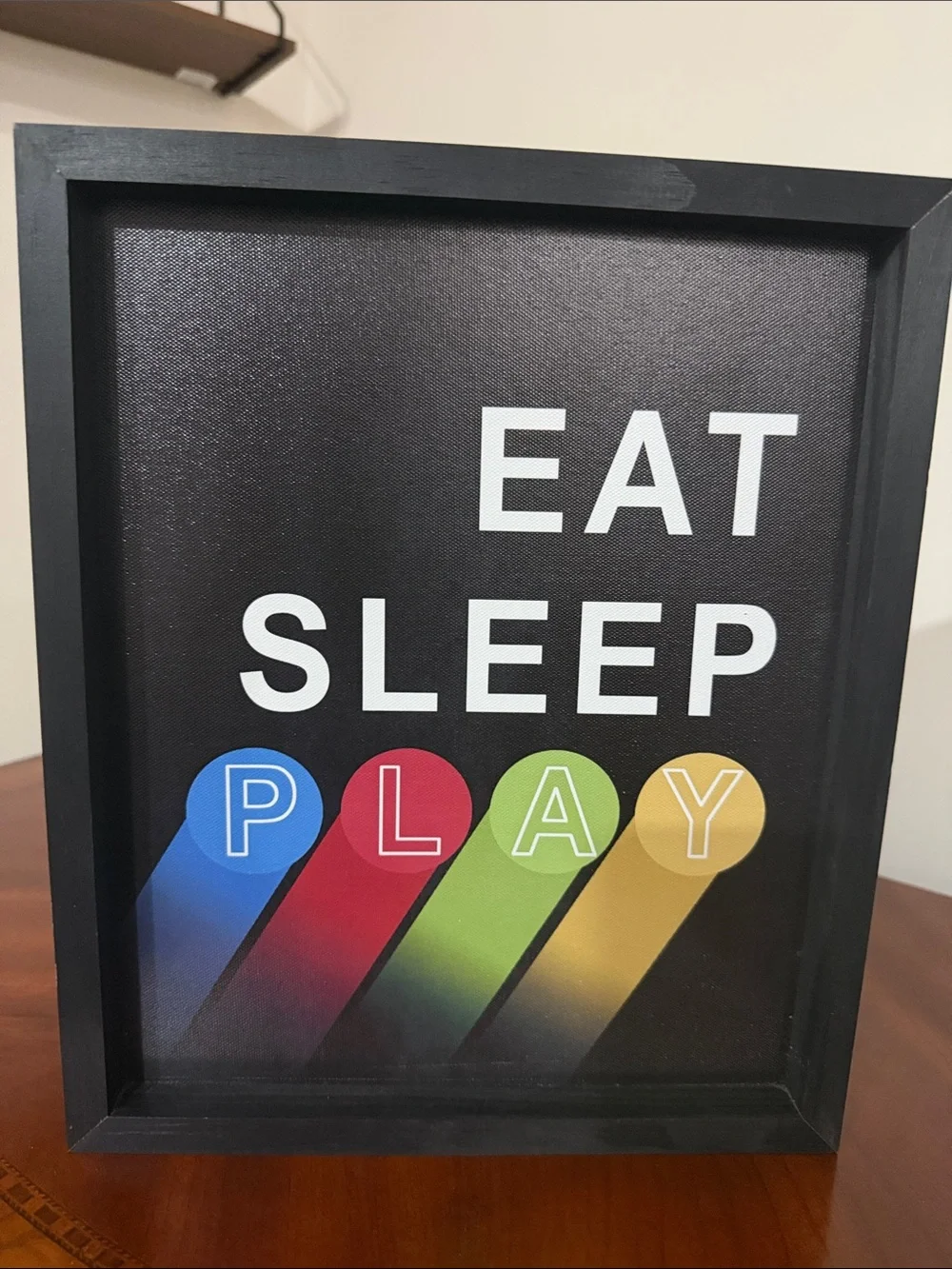 EAT SLEEP PLAY Framed Wall Art - Black with Multicolor Accents